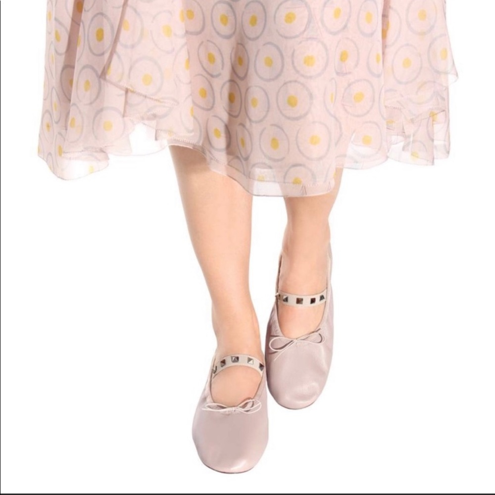 Valentino Rockstud Ballet Leather Ballerina Flat